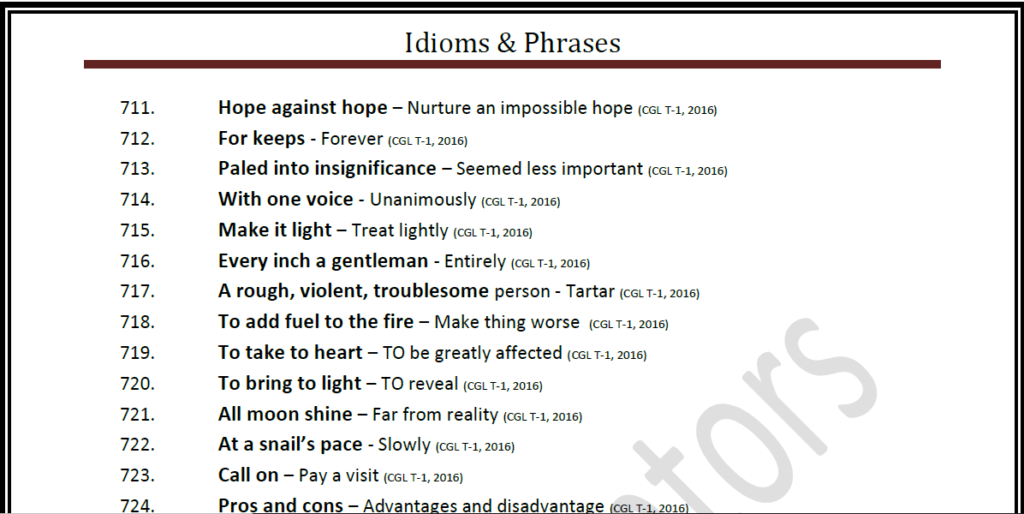 Idioms and Phrases for SSC PDF