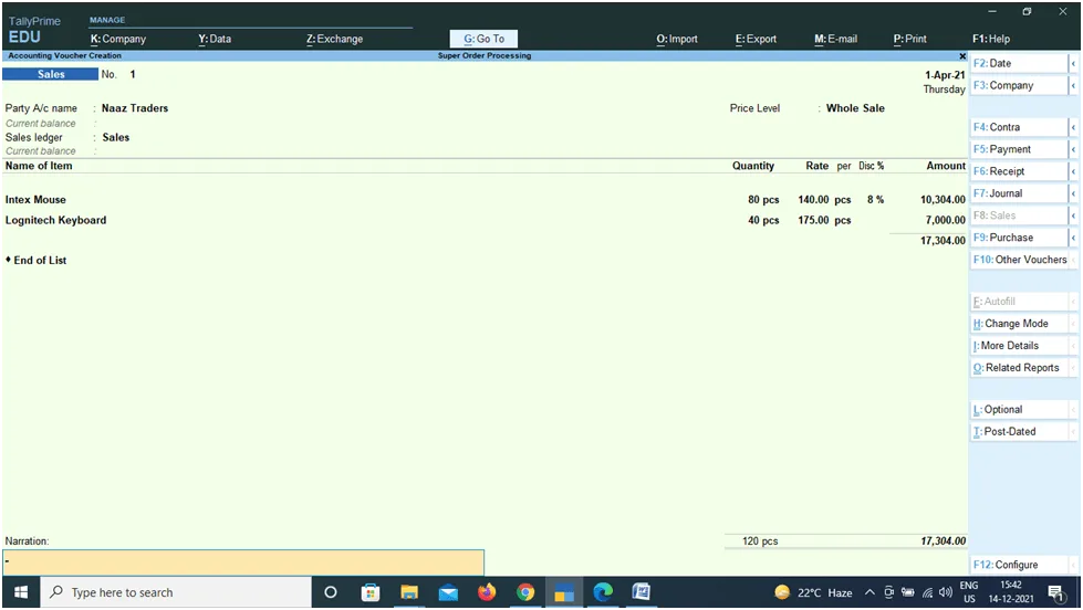 Price List Creation in Tally