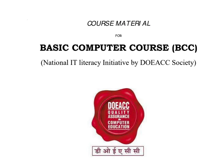 NIELIT Basic Computer Course Book PDF