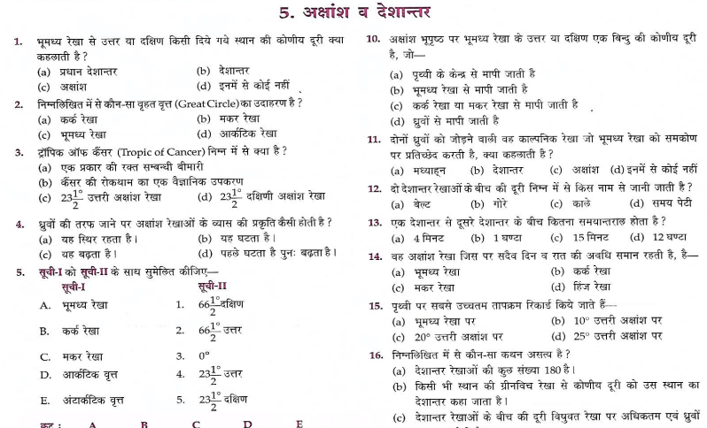 Geography Objective Questions in Hindi PDF