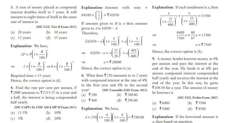 Compound Interest Questions PDF - SSC STUDY